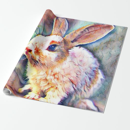aquarell bunny cadeaupapier (Uitgerold)