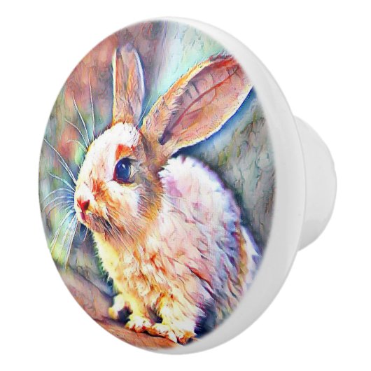 aquarell bunny keramische knop (Rechts)