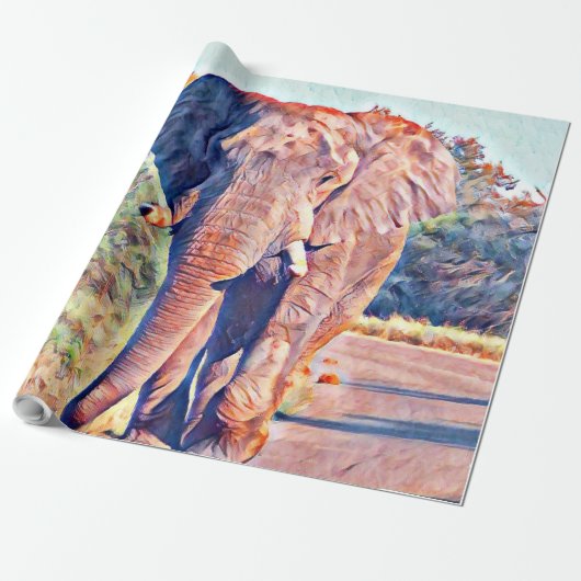 aquarell elephant cadeaupapier (Uitgerold)
