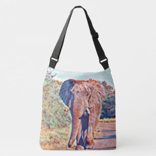 aquarell elephant crossbody tas