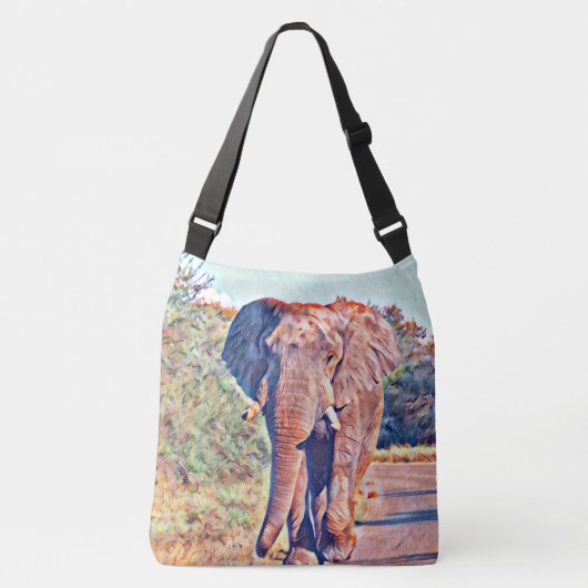 aquarell elephant crossbody tas (Voorkant)