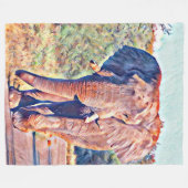 aquarell elephant fleece deken (Voorkant (Horizontaal))