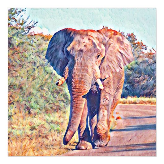 aquarell elephant foto afdruk (Voorkant)