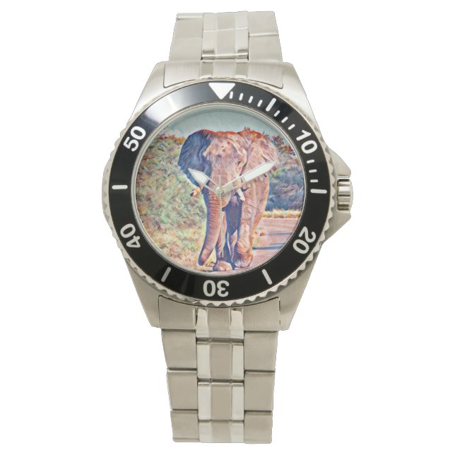 aquarell elephant horloge (Voorkant)