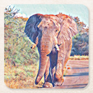 aquarell elephant kartonnen onderzetters