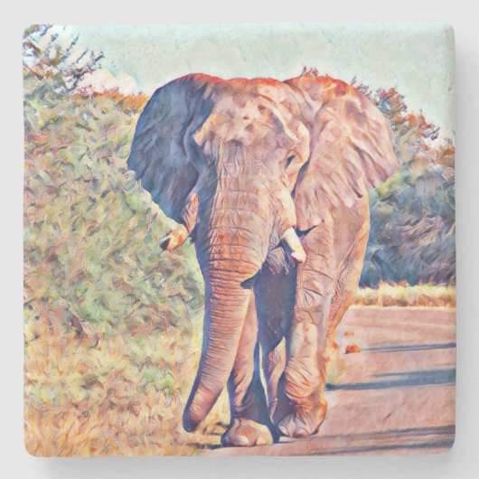 aquarell elephant stenen onderzetter (Voorkant)