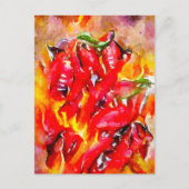 Aquarell feurig brennde Chilischoten. Chili. Briefkaart (Voorkant)