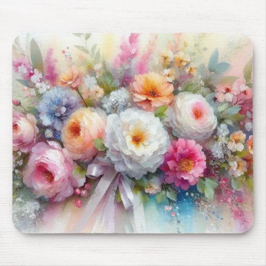 Aquarell Flowers Roses Painting Art Template Muismat (Voorkant)