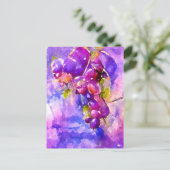 Aquarell. Gemalte Weintrauben in blau und lila. Briefkaart (Staand voorkant)