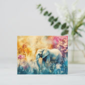 Aquarell Illustration eines Elefanten im Dschungel Briefkaart (Staand voorkant)
