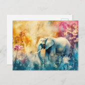 Aquarell Illustration eines Elefanten im Dschungel Briefkaart (Voorkant / Achterkant)