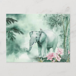 Aquarell Illustration eines Elefanten im Dschungel Briefkaart