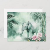 Aquarell Illustration eines Elefanten im Dschungel Briefkaart (Voorkant / Achterkant)
