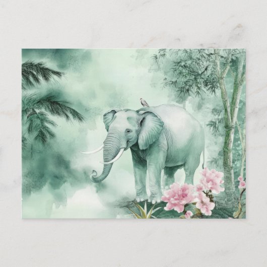 Aquarell Illustration eines Elefanten im Dschungel Briefkaart (Voorkant)