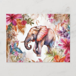 Aquarell Illustration eines Elefanten im Dschungel Briefkaart