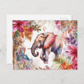 Aquarell Illustration eines Elefanten im Dschungel Briefkaart (Voorkant / Achterkant)