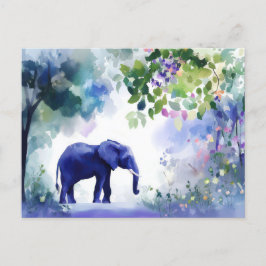 Aquarell Illustration eines Elefanten mit Blumen Briefkaart