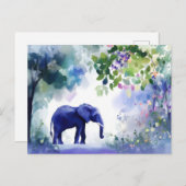 Aquarell Illustration eines Elefanten mit Blumen Briefkaart (Voorkant / Achterkant)