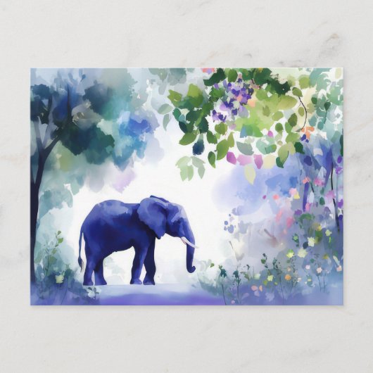 Aquarell Illustration eines Elefanten mit Blumen Briefkaart (Voorkant)