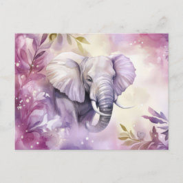 Aquarell Illustration eines Elefanten mit Blumen Briefkaart
