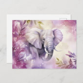 Aquarell Illustration eines Elefanten mit Blumen Briefkaart (Voorkant / Achterkant)