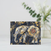 Aquarell Illustration eines Elefanten mit Blumen Briefkaart (Staand voorkant)