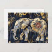 Aquarell Illustration eines Elefanten mit Blumen Briefkaart (Voorkant / Achterkant)