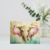 Aquarell Illustration eines Elefanten mit Blumen Briefkaart (Staand voorkant)