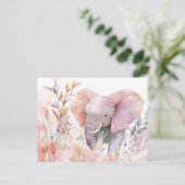 Aquarell Illustration eines Elefanten mit Blumen Briefkaart (Staand voorkant)
