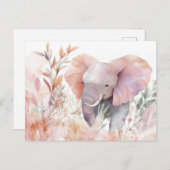 Aquarell Illustration eines Elefanten mit Blumen Briefkaart (Voorkant / Achterkant)