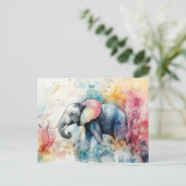 Aquarell Illustration eines Elefanten mit Blumen Briefkaart (Staand voorkant)
