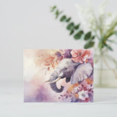 Aquarell Illustration eines Elefanten mit Blumen Briefkaart (Staand voorkant)