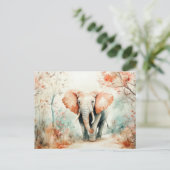 Aquarell Illustration eines Elefanten mit Blumen Briefkaart (Staand voorkant)