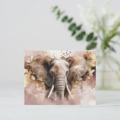 Aquarell Illustration eines Elefanten mit Blumen Briefkaart (Staand voorkant)