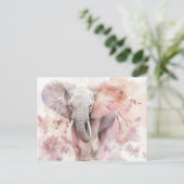 Aquarell Illustration eines Elefanten mit Blumen Briefkaart (Staand voorkant)