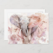 Aquarell Illustration eines Elefanten mit Blumen Briefkaart (Voorkant / Achterkant)