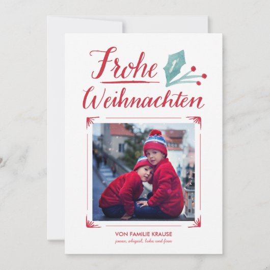 Aquarell & Kalligraphie | Frohe Weihnachten Feestdagenkaart (Voorkant)