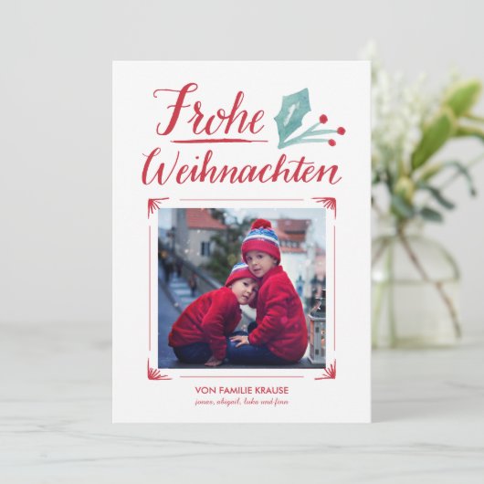 Aquarell & Kalligraphie | Frohe Weihnachten Feestdagenkaart (Staand voorkant)