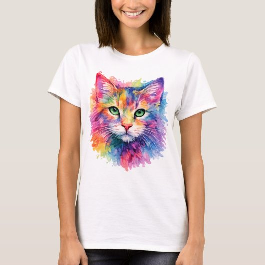 Aquarell Katze T-Shirt - Bunt (Voorkant)