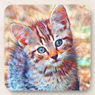 aquarell kitten bier onderzetter
