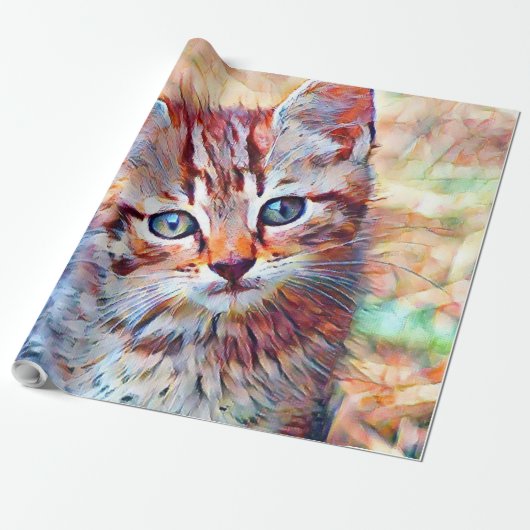 aquarell kitten cadeaupapier (Uitgerold)