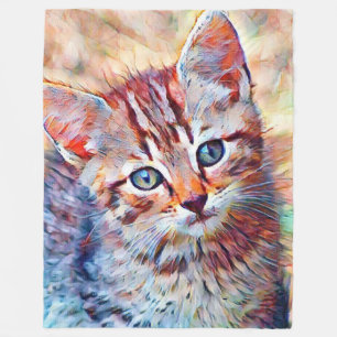 aquarell kitten fleece deken