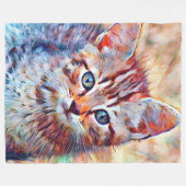 aquarell kitten fleece deken (Voorkant (Horizontaal))