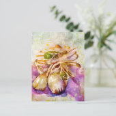 Aquarell. Knoblauch gemalt. Knoblauchzehe. Briefkaart (Staand voorkant)