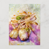 Aquarell. Knoblauch gemalt. Knoblauchzehe. Briefkaart (Voorkant)