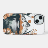 Aquarell Landschaftsbild, Berg vor idyllischem See iPhone 15 Case (Achterkant horizontaal)