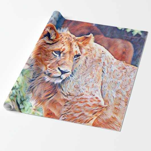 aquarell lion cadeaupapier (Uitgerold)