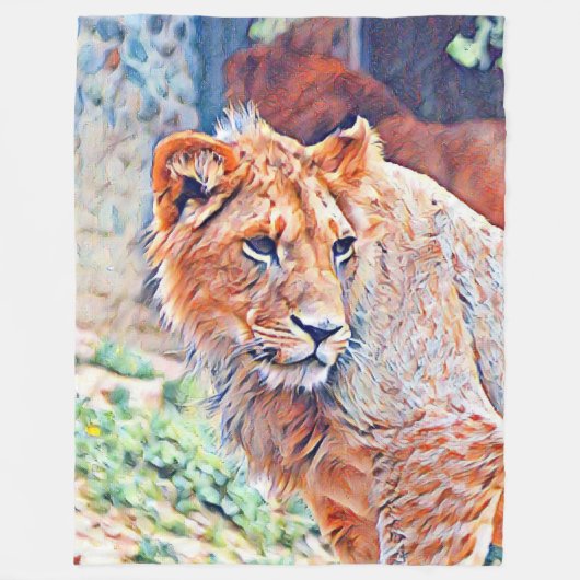 aquarell lion fleece deken (Voorkant)