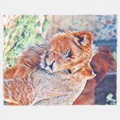 aquarell lion fleece deken (Voorkant (Horizontaal))