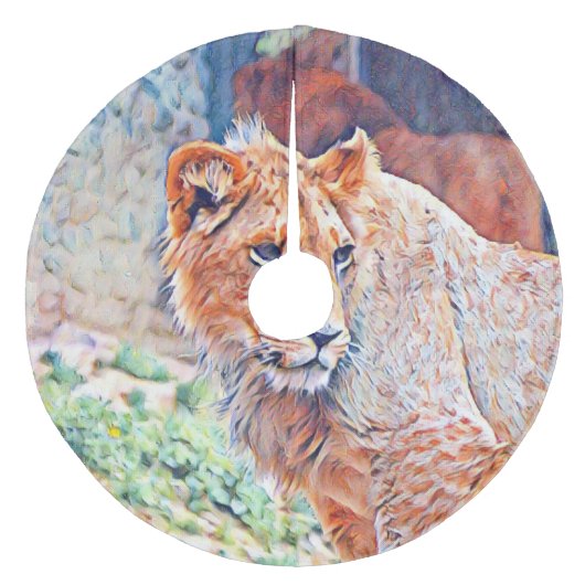 aquarell lion fleece kerstboom rok (Voorkant)